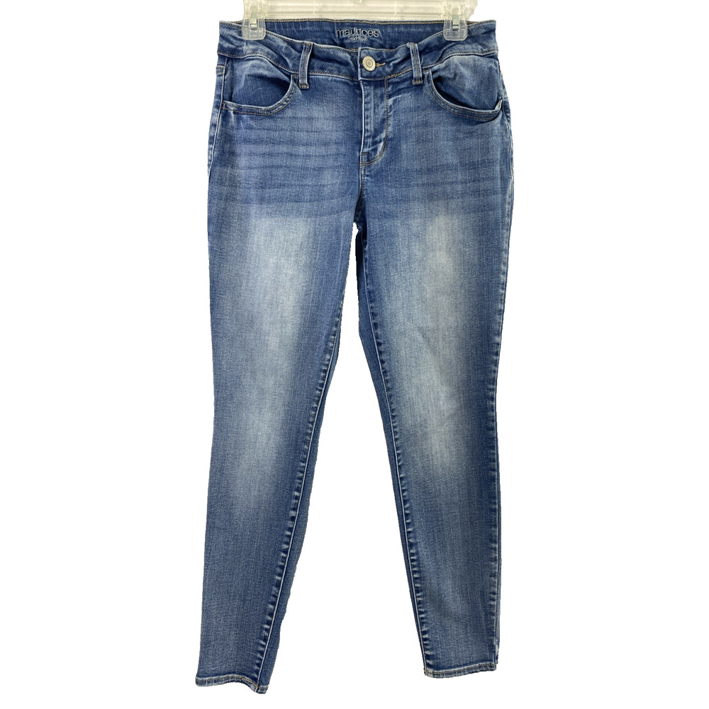Maurices Jeans Womens Size M Short Mid Rise Medium Wash Denim Skinny Stretch
